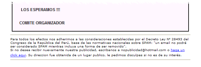 Nos adherimos a la Ley Peruana 28493...